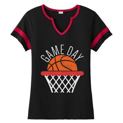 Basketball Game Day Vibes Basketball Mom Life Game Day Ladies Halftime Notch Neck Tee