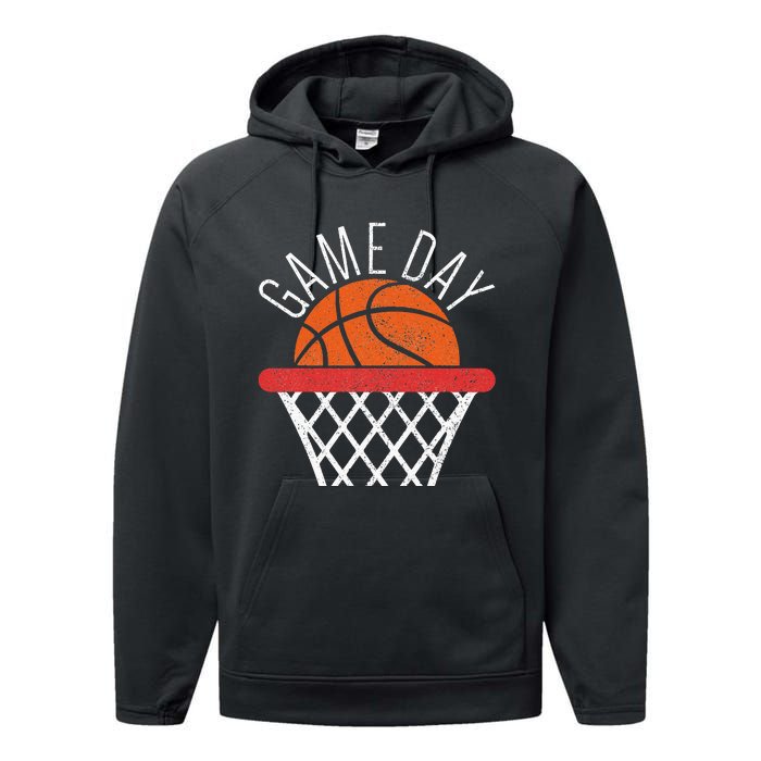 Basketball Game Day Vibes Basketball Mom Life Game Day Performance Fleece Hoodie