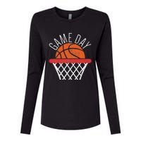 Basketball Game Day Vibes Basketball Mom Life Game Day Womens Cotton Relaxed Long Sleeve T-Shirt