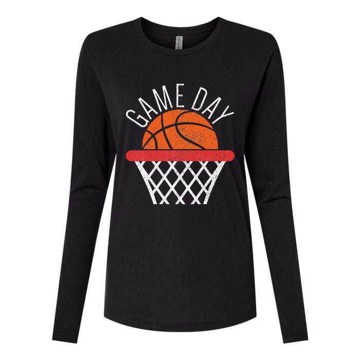 Basketball Game Day Vibes Basketball Mom Life Game Day Womens Cotton Relaxed Long Sleeve T-Shirt