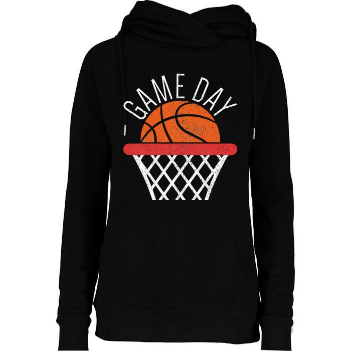 Basketball Game Day Vibes Basketball Mom Life Game Day Womens Funnel Neck Pullover Hood