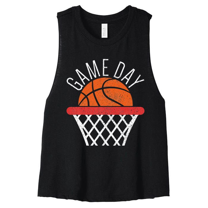 Basketball Game Day Vibes Basketball Mom Life Game Day Women's Racerback Cropped Tank