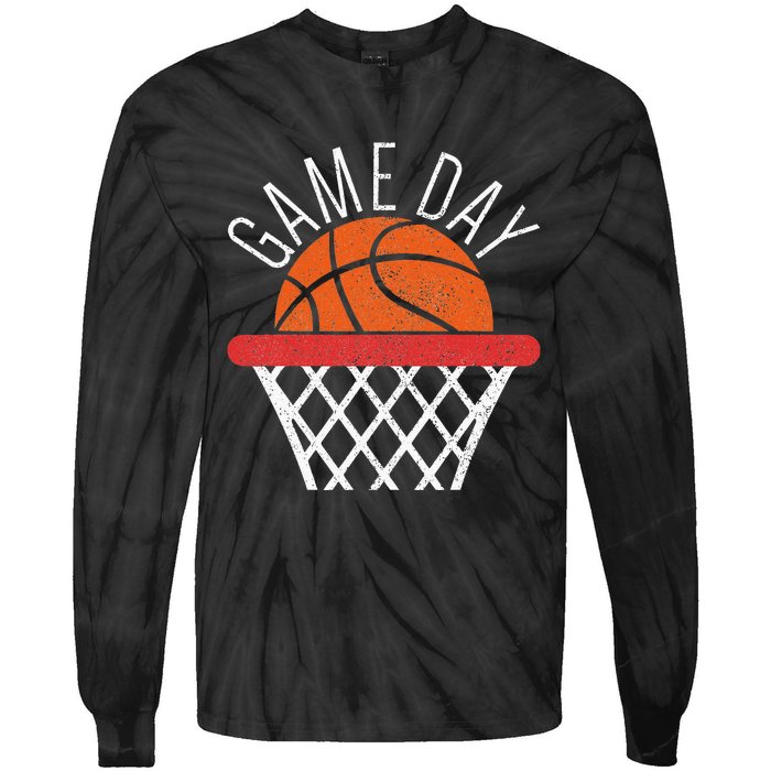 Basketball Game Day Vibes Basketball Mom Life Game Day Tie-Dye Long Sleeve Shirt