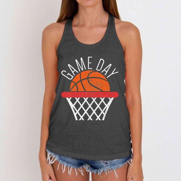 Basketball Game Day Vibes Basketball Mom Life Game Day Women's Knotted Racerback Tank