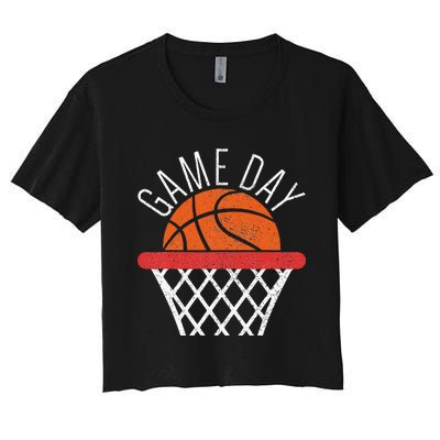 Basketball Game Day Vibes Basketball Mom Life Game Day Women's Crop Top Tee