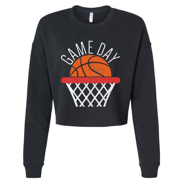 Basketball Game Day Vibes Basketball Mom Life Game Day Cropped Pullover Crew