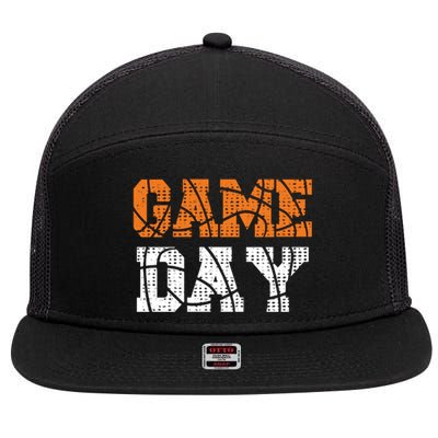 Basketball Game Day For Basketball Fans Funny Gift 7 Panel Mesh Trucker Snapback Hat