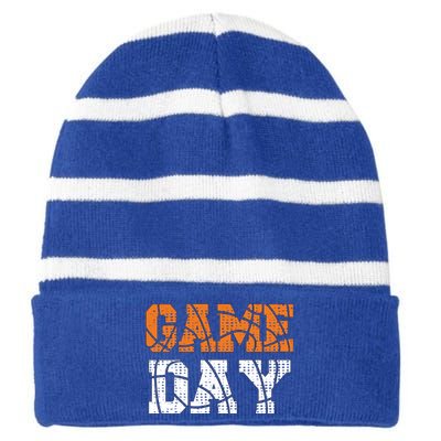 Basketball Game Day For Basketball Fans Funny Gift Striped Beanie with Solid Band