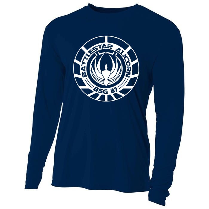 Battlestar Galactica Distressed Badge Cooling Performance Long Sleeve Crew