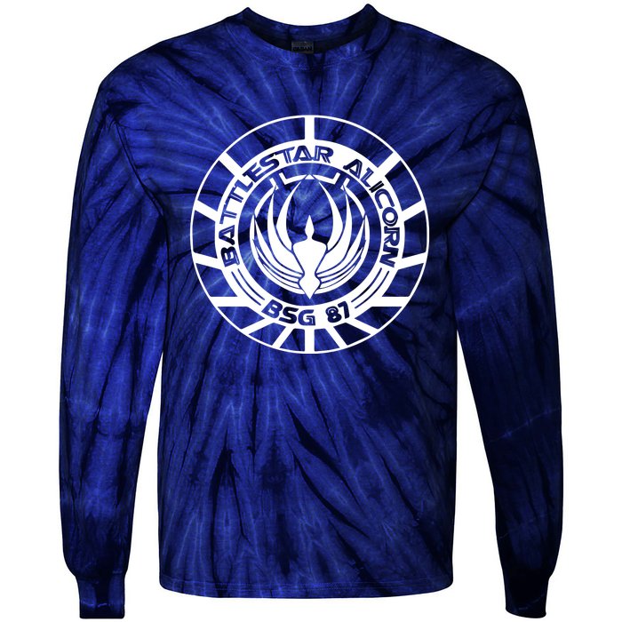 Battlestar Galactica Distressed Badge Tie-Dye Long Sleeve Shirt