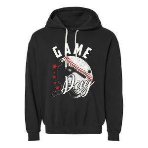 Baseball Game Day Funny Sport Gift Garment-Dyed Fleece Hoodie