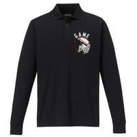 Baseball Game Day Funny Sport Gift Performance Long Sleeve Polo