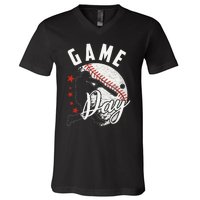 Baseball Game Day Funny Sport Gift V-Neck T-Shirt