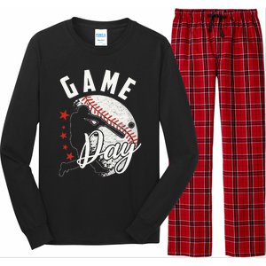 Baseball Game Day Funny Sport Gift Long Sleeve Pajama Set