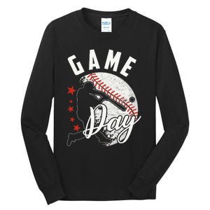 Baseball Game Day Funny Sport Gift Tall Long Sleeve T-Shirt