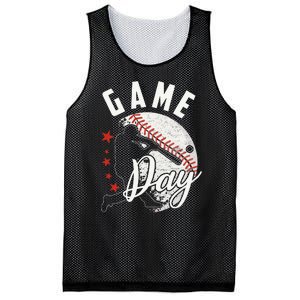 Baseball Game Day Funny Sport Gift Mesh Reversible Basketball Jersey Tank