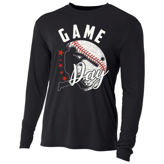 Baseball Game Day Funny Sport Gift Cooling Performance Long Sleeve Crew