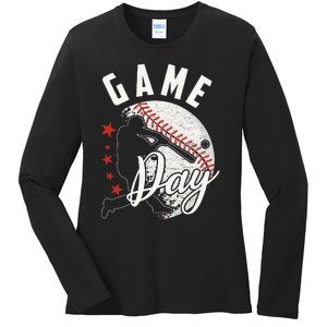 Baseball Game Day Funny Sport Gift Ladies Long Sleeve Shirt