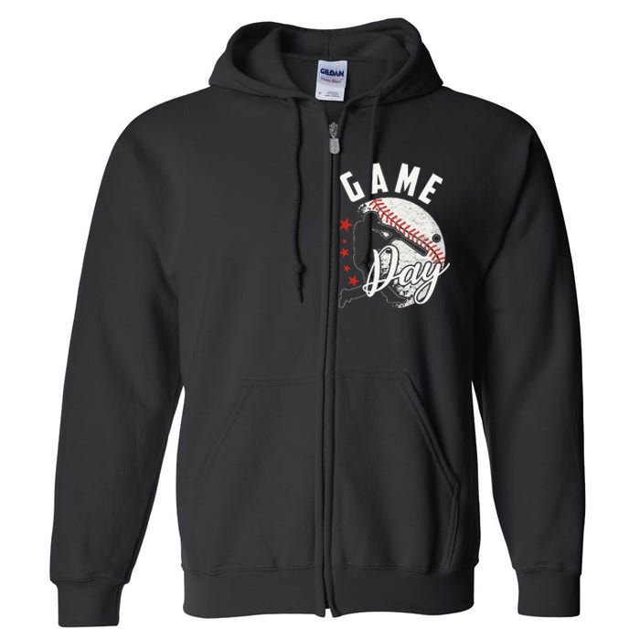 Baseball Game Day Funny Sport Gift Full Zip Hoodie