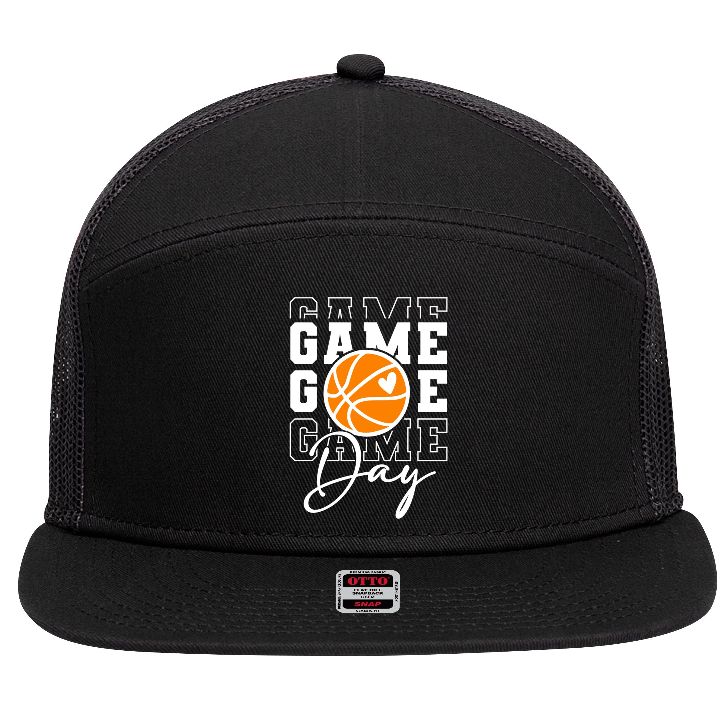 Basketball Game Day Gift 7 Panel Mesh Trucker Snapback Hat