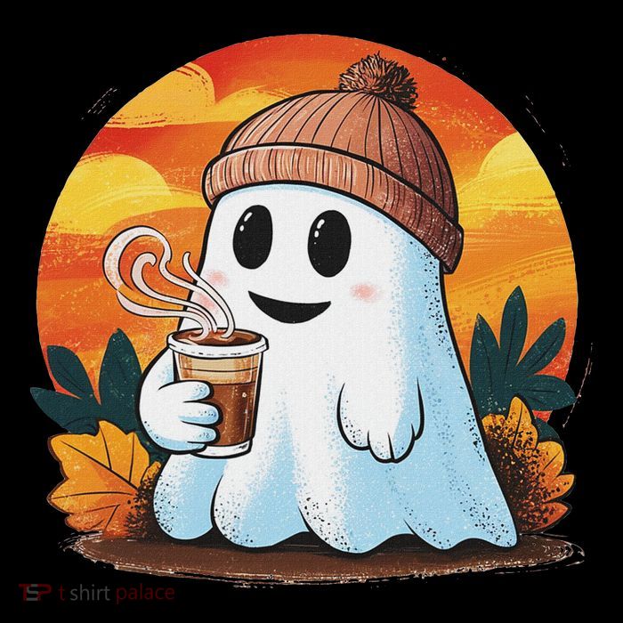 Boo Ghost Drinking Coffee Halloween Costumes Woman 2024 Tall T-Shirt