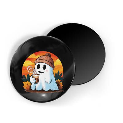 Boo Ghost Drinking Coffee Halloween Costumes Woman 2024 Magnet