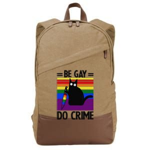 Be Gay Do Crime Cat LGBT Flag Cotton Canvas Backpack