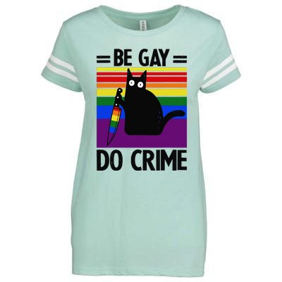 Be Gay Do Crime Cat LGBT Flag Enza Ladies Jersey Football T-Shirt