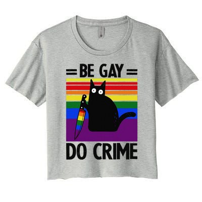 Be Gay Do Crime Cat LGBT Flag Women's Crop Top Tee