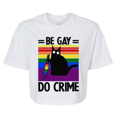 Be Gay Do Crime Cat LGBT Flag Bella+Canvas Jersey Crop Tee