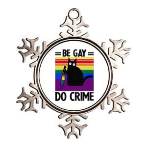 Be Gay Do Crime Cat LGBT Flag Metallic Star Ornament