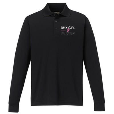 BMX Girl Definition Funny BMX Women Rider Cool Biking Performance Long Sleeve Polo