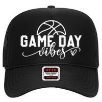 Basketball Game Day Vibes Basketball Mom Life Game Day High Crown Mesh Back Trucker Hat