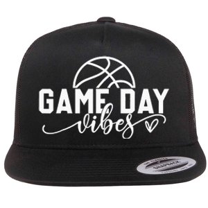 Basketball Game Day Vibes Basketball Mom Life Game Day Flat Bill Trucker Hat