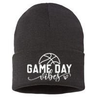 Basketball Game Day Vibes Basketball Mom Life Game Day Sustainable Knit Beanie