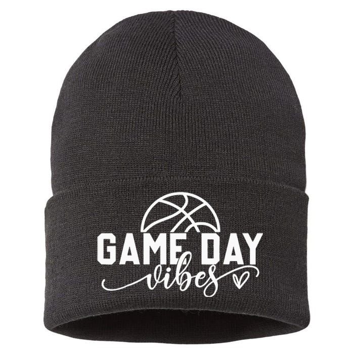 Basketball Game Day Vibes Basketball Mom Life Game Day Sustainable Knit Beanie