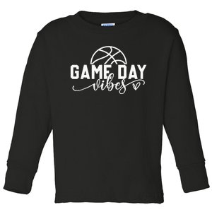 Basketball Game Day Vibes Basketball Mom Life Game Day Toddler Long Sleeve Shirt