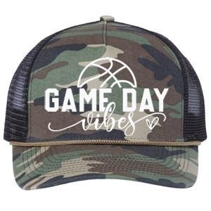 Basketball Game Day Vibes Basketball Mom Life Game Day Retro Rope Trucker Hat Cap