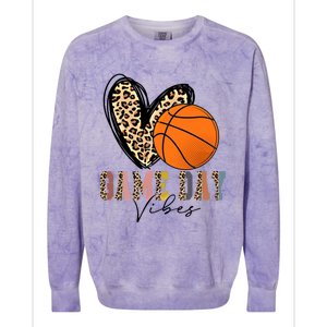 Basketball Game Day Vibes Leopart Gift Cool Gift Colorblast Crewneck Sweatshirt