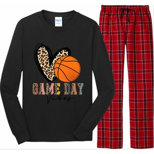 Basketball Game Day Vibes Leopart Gift Cool Gift Long Sleeve Pajama Set