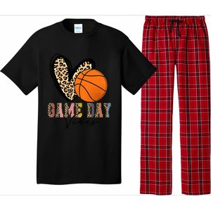 Basketball Game Day Vibes Leopart Gift Cool Gift Pajama Set