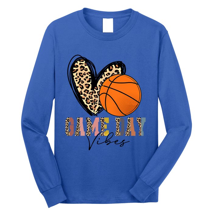 Basketball Game Day Vibes Leopart Gift Cool Gift Long Sleeve Shirt