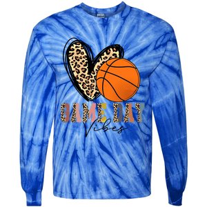 Basketball Game Day Vibes Leopart Gift Cool Gift Tie-Dye Long Sleeve Shirt