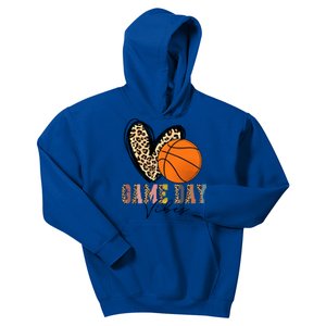 Basketball Game Day Vibes Leopart Gift Cool Gift Kids Hoodie