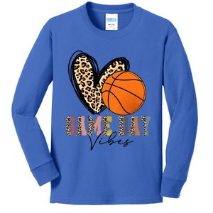 Basketball Game Day Vibes Leopart Gift Cool Gift Kids Long Sleeve Shirt