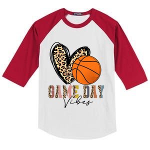 Basketball Game Day Vibes Leopart Gift Cool Gift Kids Colorblock Raglan Jersey