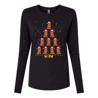 Brussels Griffon Dog Santa Hat Xmas Lights Christmas Tree Womens Cotton Relaxed Long Sleeve T-Shirt