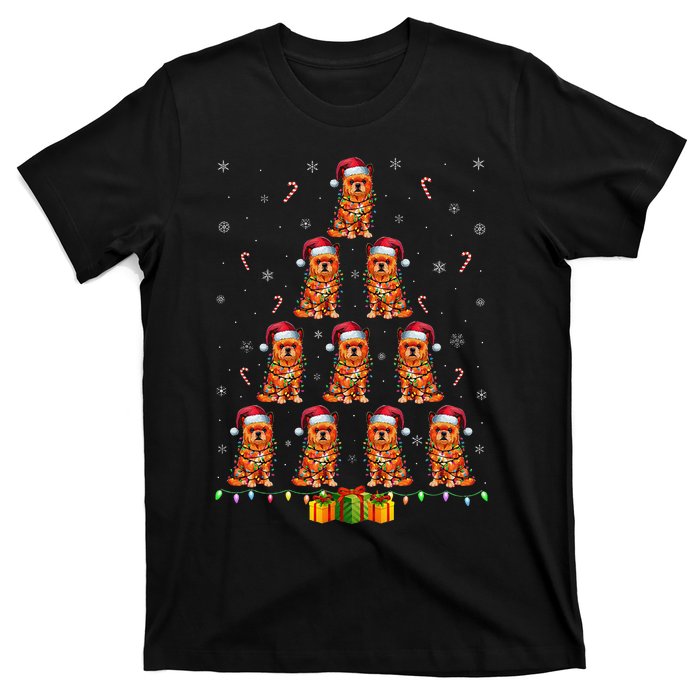 Brussels Griffon Dog Santa Hat Xmas Lights Christmas Tree T-Shirt