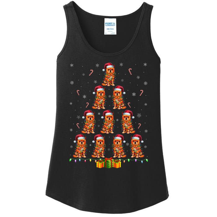 Brussels Griffon Dog Santa Hat Xmas Lights Christmas Tree Ladies Essential Tank