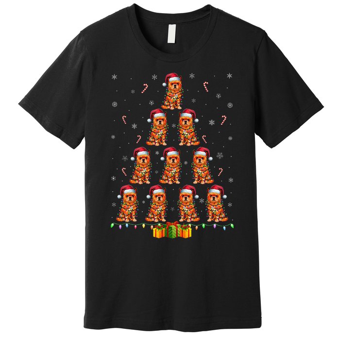 Brussels Griffon Dog Santa Hat Xmas Lights Christmas Tree Premium T-Shirt